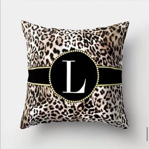 New Leopard L Monogram Throw Pillow Case